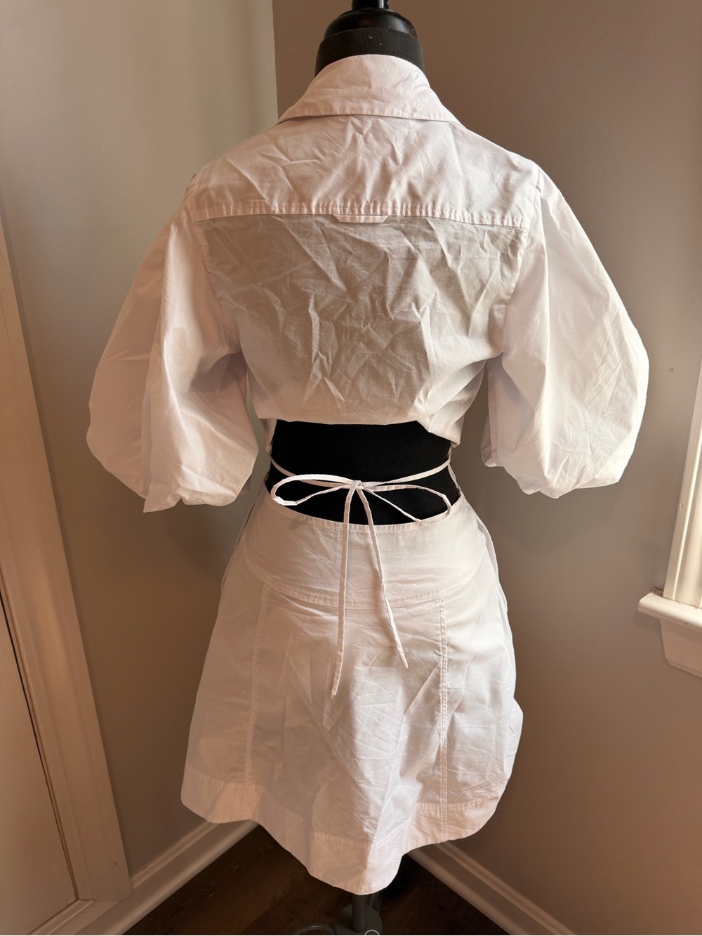 Jonathan Simkhai White Puff Sleeve Romper with Cutout Detail - Picture 2 of 3